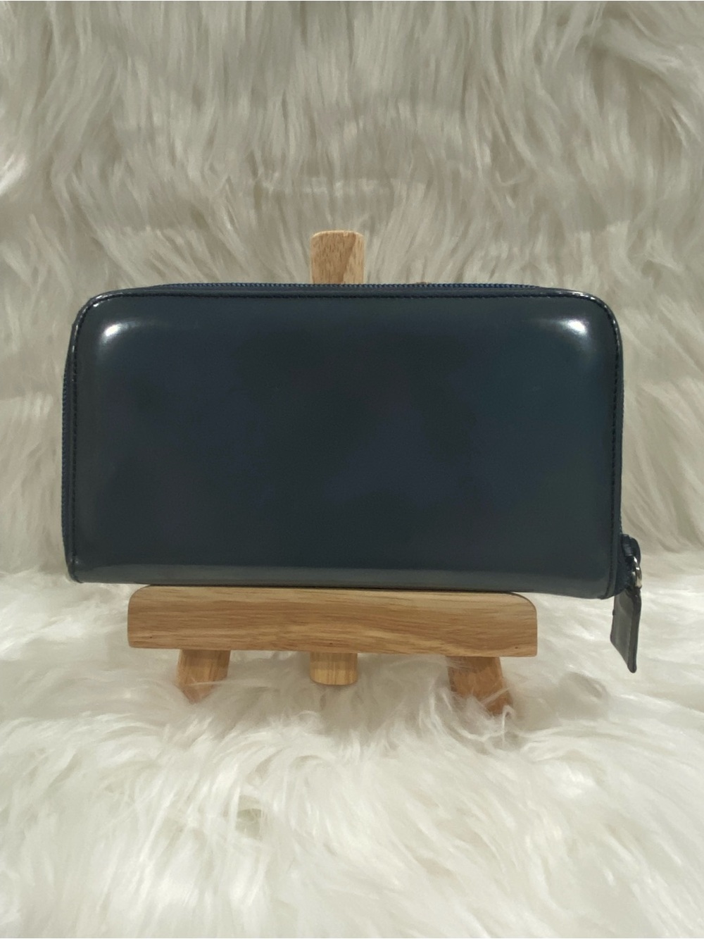 Prada Glossy Smokey Blue Zip Wallet - Picture 2 of 10